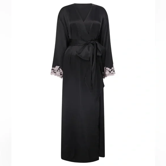 NWT Agent Provocateur 100% Silk Darina Dressing Gown Black Robe Luxury Lingerie - Picture 5 of 17